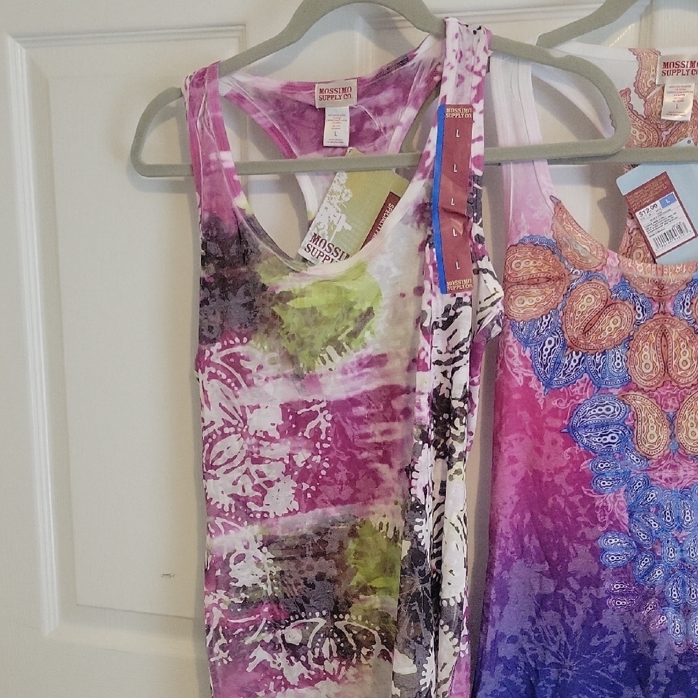 2 Mossimo Supply Co. SzLg Pink and Blue Tie-Dye Tank Tops NWT - Picture 3 of 5